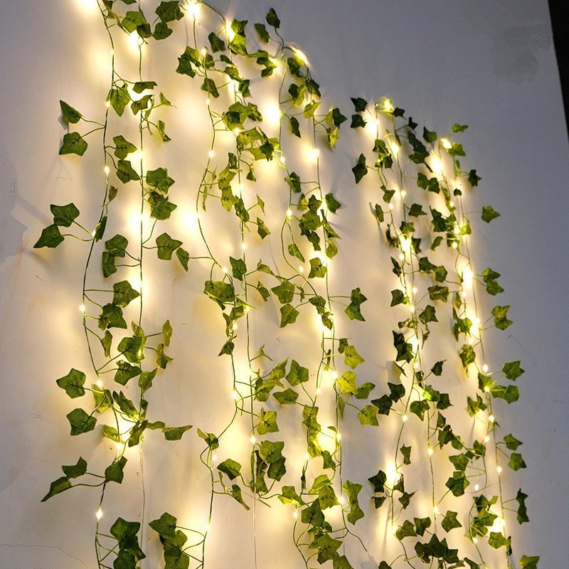 Baby Nursery Light - 2M Grüne Blatt-Lichterkette Künstliche Efeu-Ranke Feenlichter