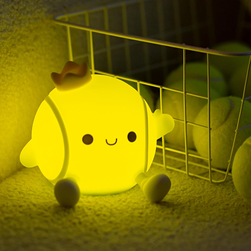 Baby Nursery Light - Niedliche Tennis-Nachtlampe aus Silikon, Kinderzimmer-Schlaflampe mit