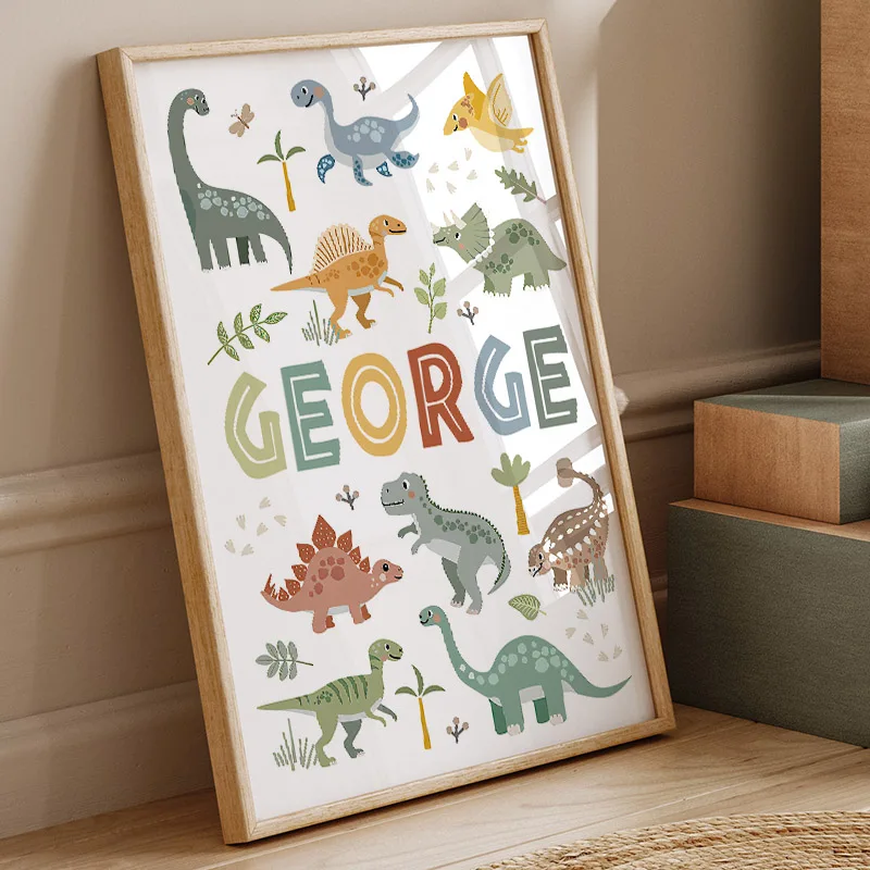 Baby Nursery Kids - Niedlicher Dinosaurier T-Rex Brachiosaurus Kinderzimmer Wandkunst