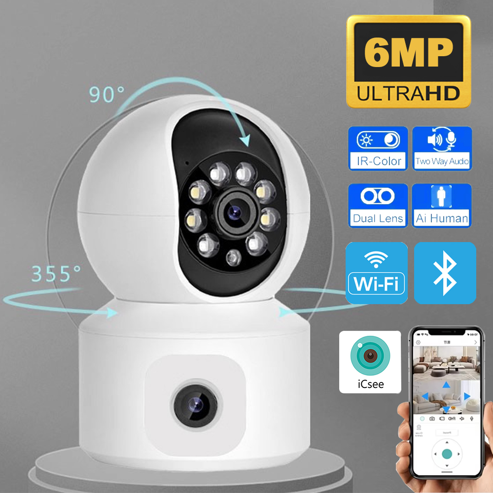Baby Nursery Camera - 6MP ICSEE WLAN-IP-Kamera mit Doppellinse und