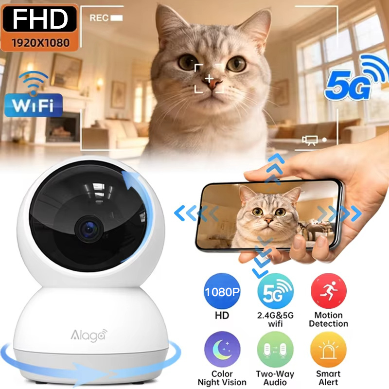 Baby Monitor Split Screen - Intelligente WLAN-Sicherheitskamera Dual-Band 5G/2,4GHz Kabellose Innenüberwachungskamera