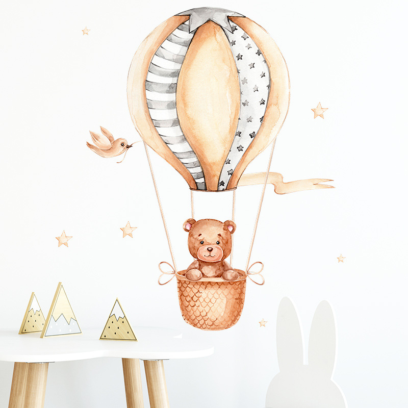 Baby Nursery Hot Air Balloon - Kleiner Bär Heißluftballon Wandaufkleber Kinderzimmer Heimdekoration