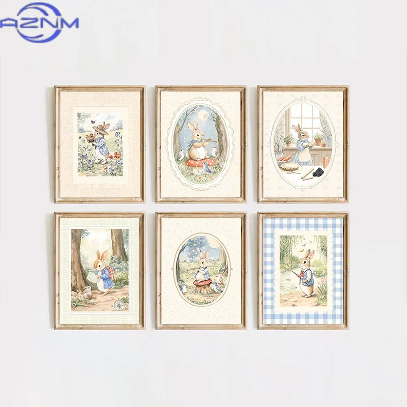 Baby Nursery Vintage Decor - AZNM Vintage Boho Blau kariertes, vom