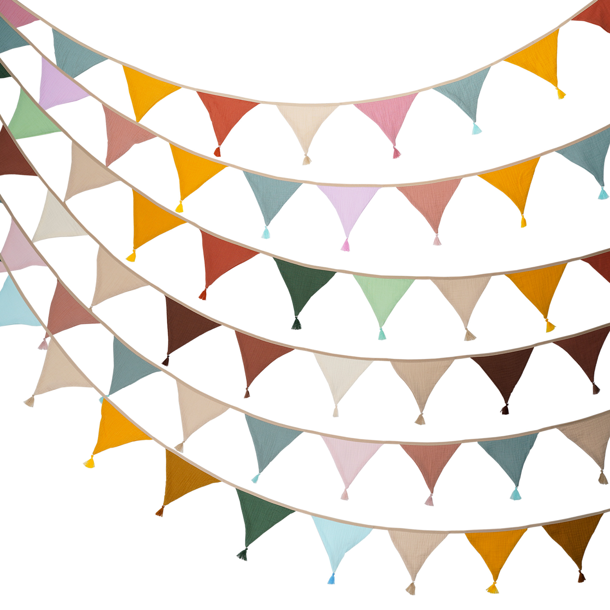 Baby Nursery Fabric - 2,6 m/8,5 ft Stoff-Wimpelkette mit 10