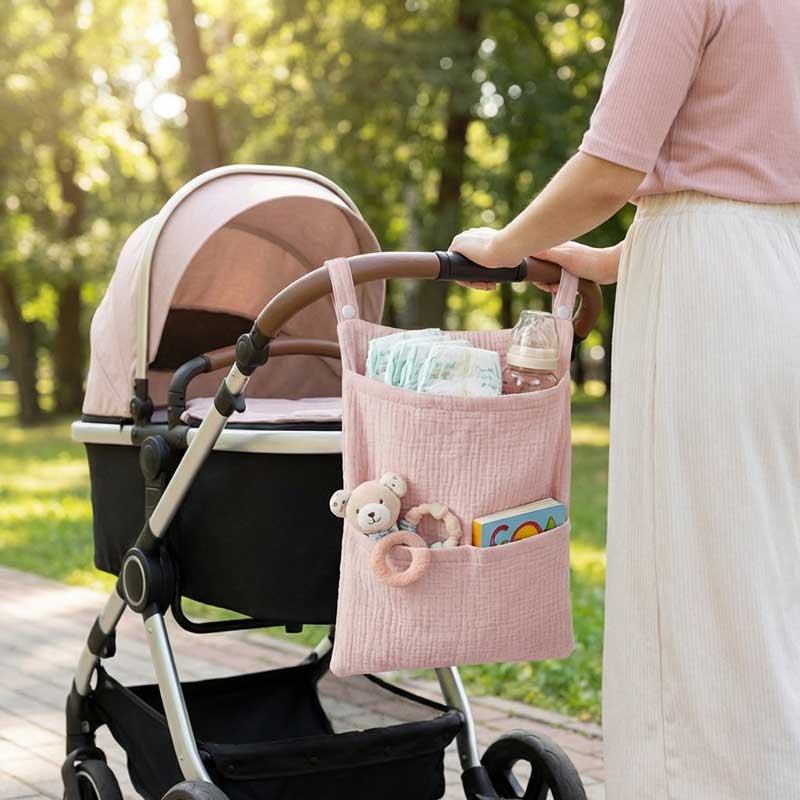 Baby Nursery Bags - Reine Baumwolle Kinderwagen-Hängetasche mit Mehrfachtaschen, tragbare