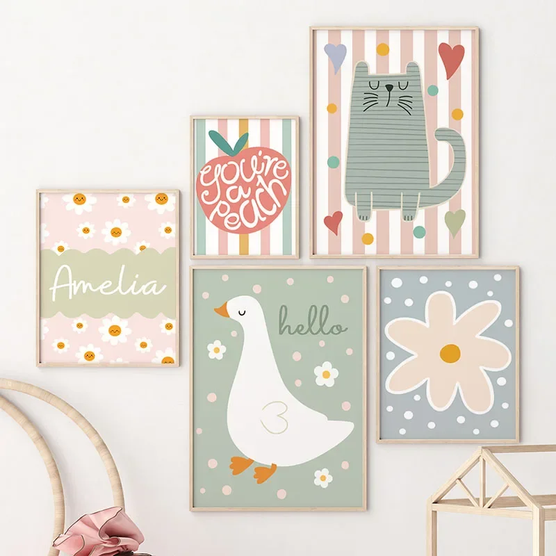 Baby Nursery Kids - Cartoon Katze Ente Vogel Apple Benutzerdefinierte