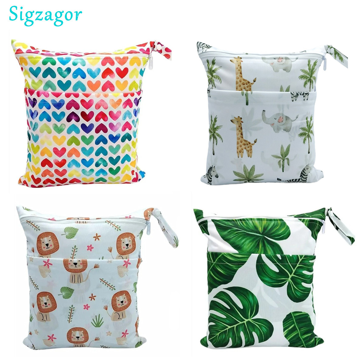 Baby Nursery Bags - [Sigzagor] 1 Nass-Trockenbeutel mit zwei Reißverschlüssen