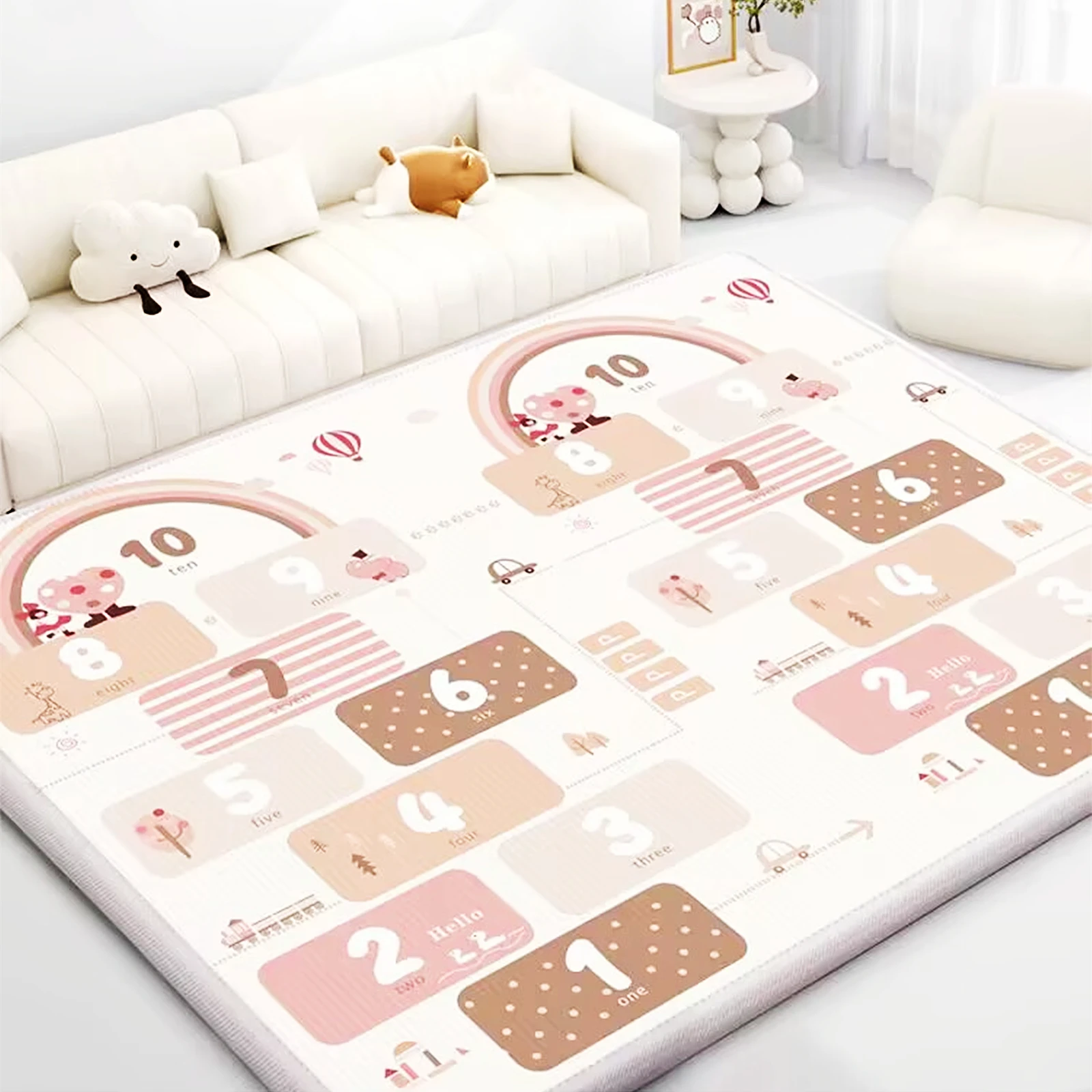 Baby Nursery Carpet - Verdickte 1/0,5 cm dicke Kindermuster-Spielmatte, pädagogische