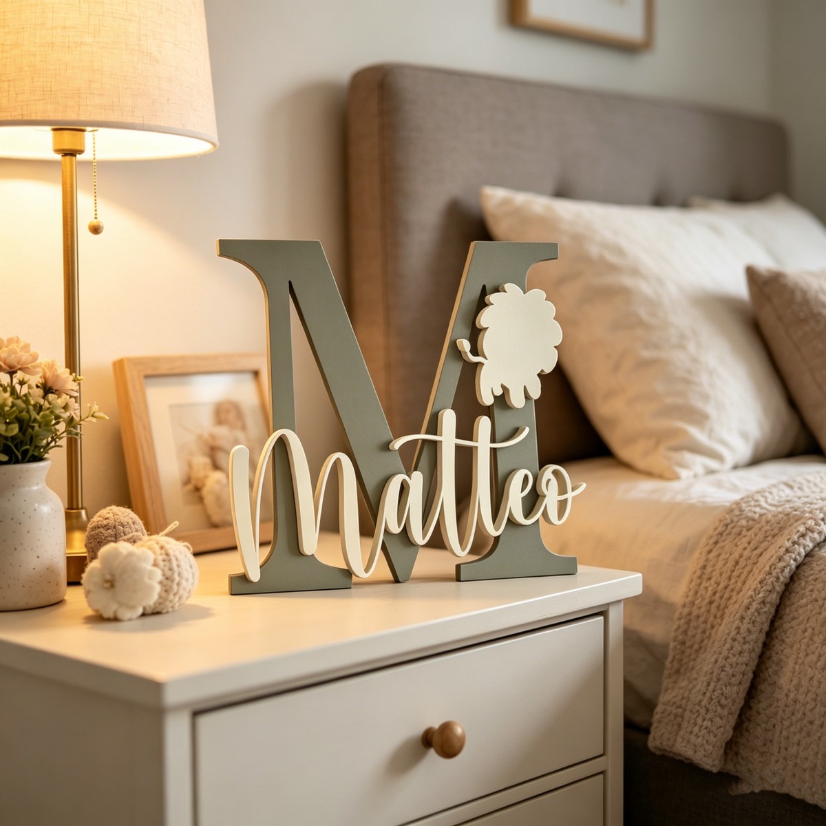 Baby Nursery Kids - 1 Stück personalisierte Namens- und Initialen-Tafel