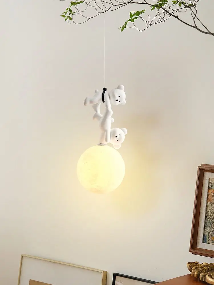 Baby Nursery Light - Bärenlampe Cartoon Kinderzimmer Nachttisch-Pendelleuchte Harz Kinderzimmer