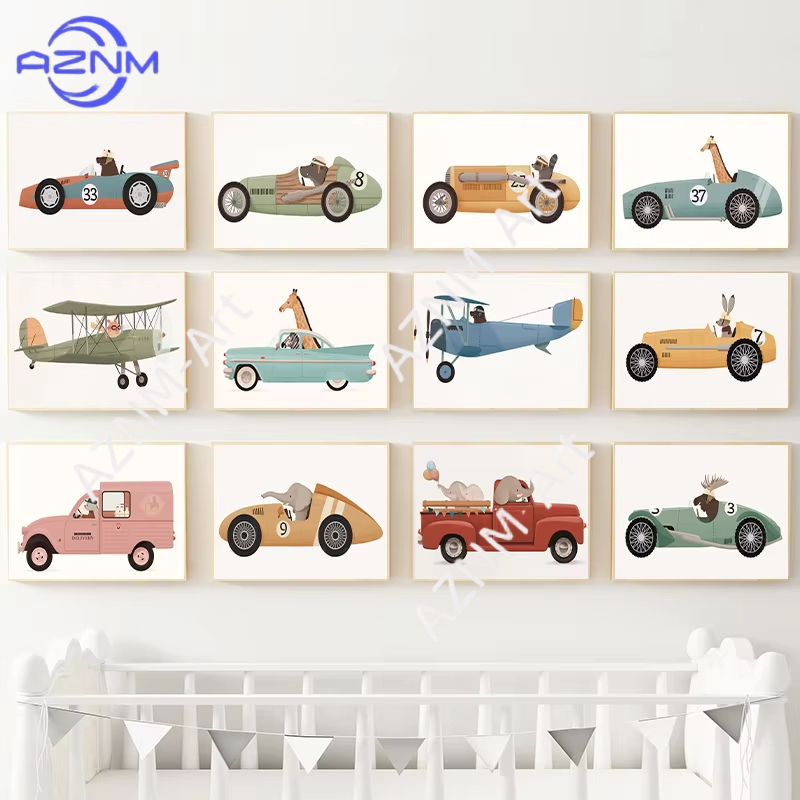 Baby Nursery Giraffe - 1 Stück Tiermotiv auf Autos Cartoon-Poster