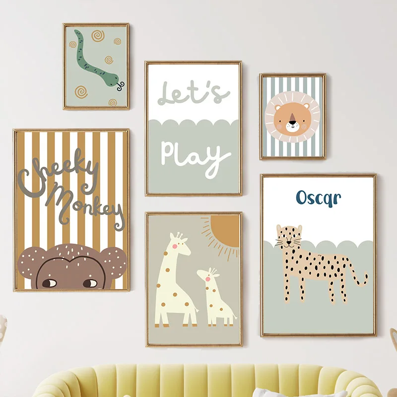 Baby Nursery Giraffe - Cartoon Giraffe Leopard Löwe Affe Schlange
