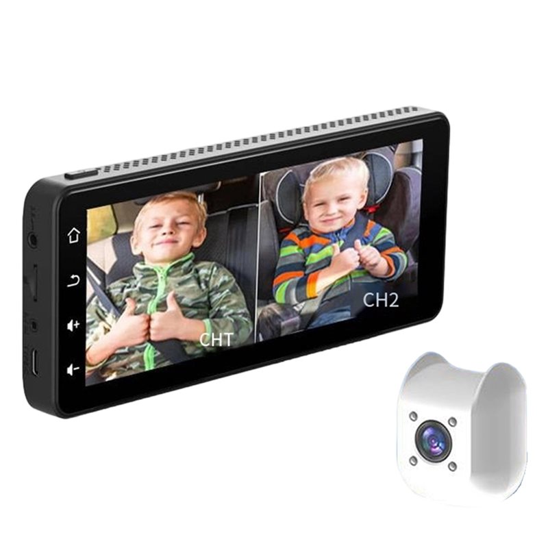 Baby Monitor Split Screen - Streng Kindersitz-kompatibel für 2 Kinder Baby-Autokamera-6,86