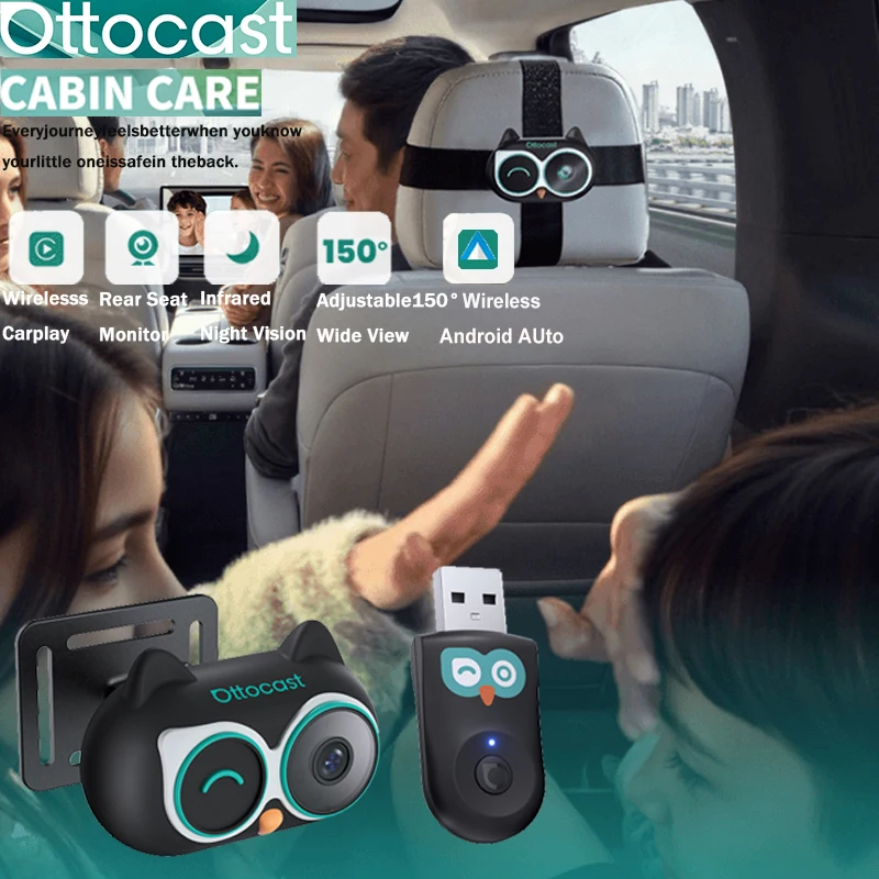 Baby Nursery Camera - Ottocast Cabin Care Kabelloser CarPlay-Adapter Baby-Autokamera