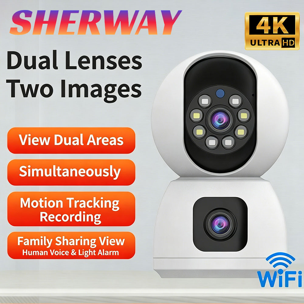 Baby Monitor Split Screen - 8MP WLAN IP-Kamera mit Doppellinse, Babymonitor,