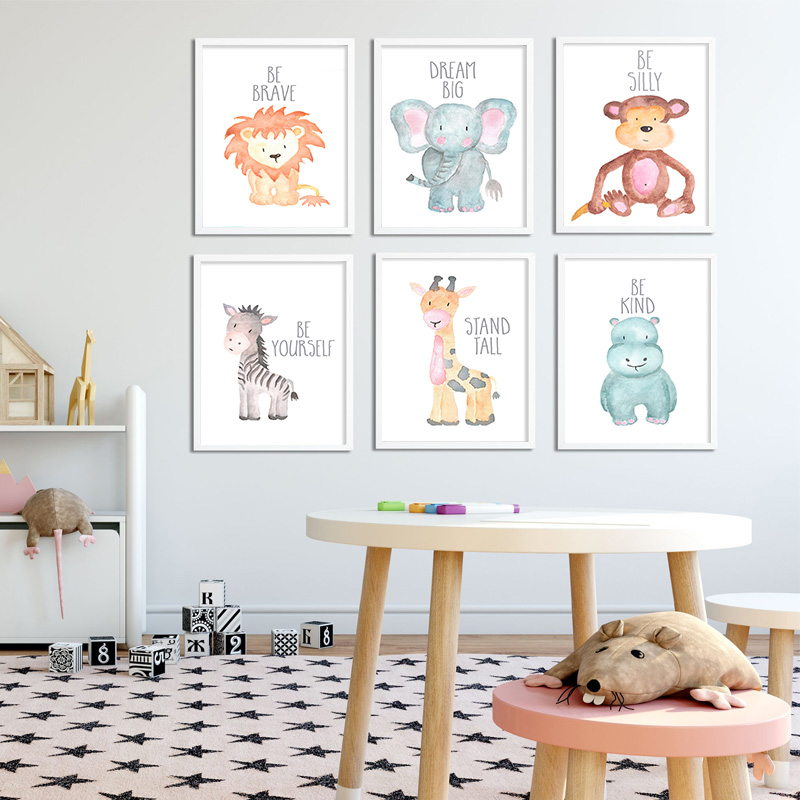 Baby Nursery Giraffe - Baby Tier Löwe Elefant Giraffe Leinwand