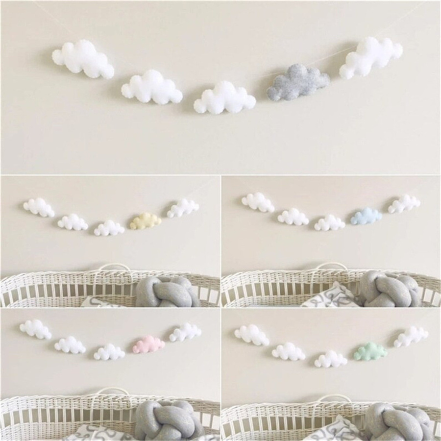 Baby Nursery Fabric - Nordic Filz Wolke Girlanden String Wand