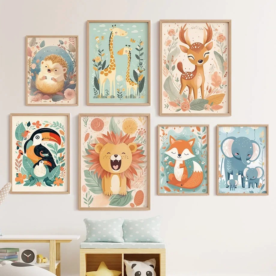 Baby Nursery Giraffe - Löwe, Hirsch, Giraffe, Tukan, Fuchs, Igel