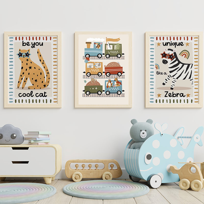 Lustige Cartoon-Tiere Auto Bus – Baby Nursery Posters Bewertung und Preis