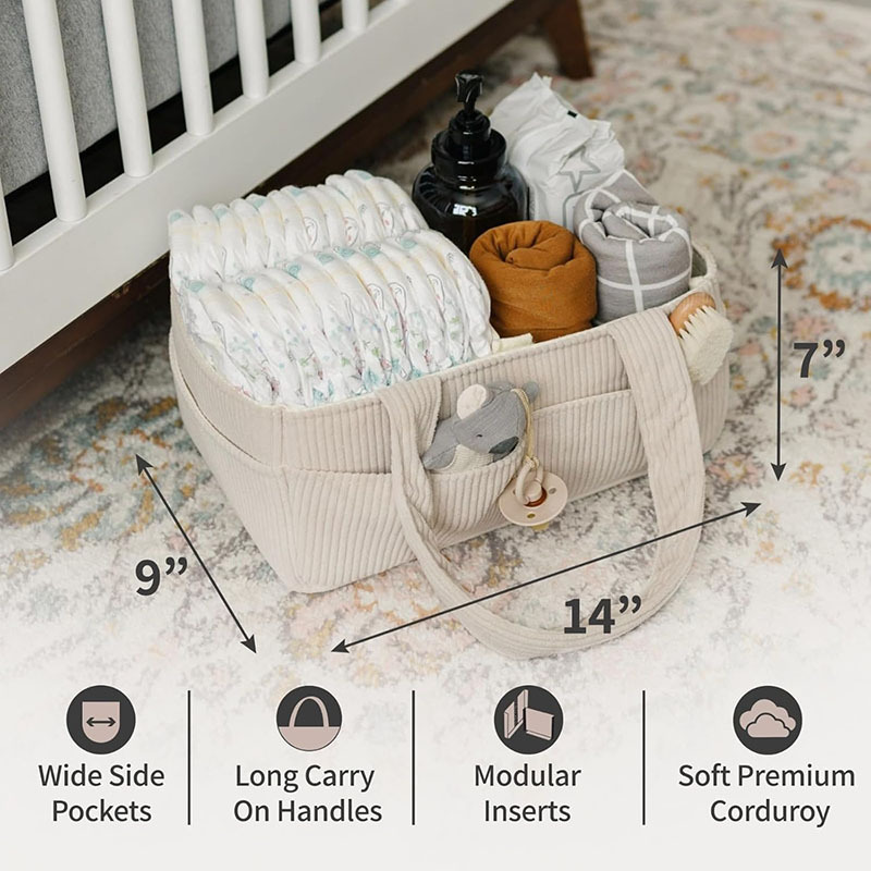 Große Faltbare Cord-Windeltasc – Baby Nursery Handles Bewertung und Preis