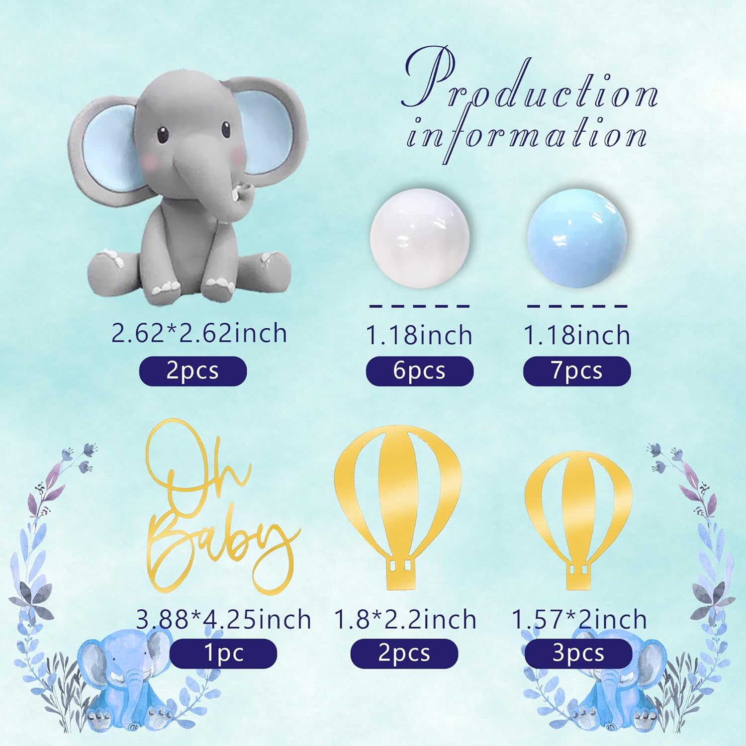Elefanten-Kuchendekoration, Ba – Baby Nursery Hot Air Balloon Bewertung und Preis
