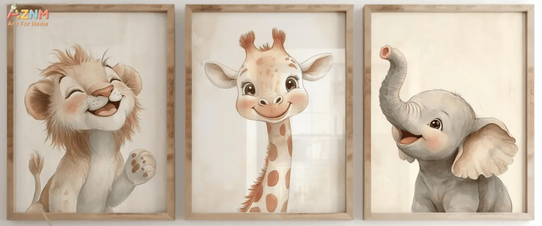 [2D flach] 1/3-teiliges Leinwa – Baby Nursery Giraffe Bewertung und Preis