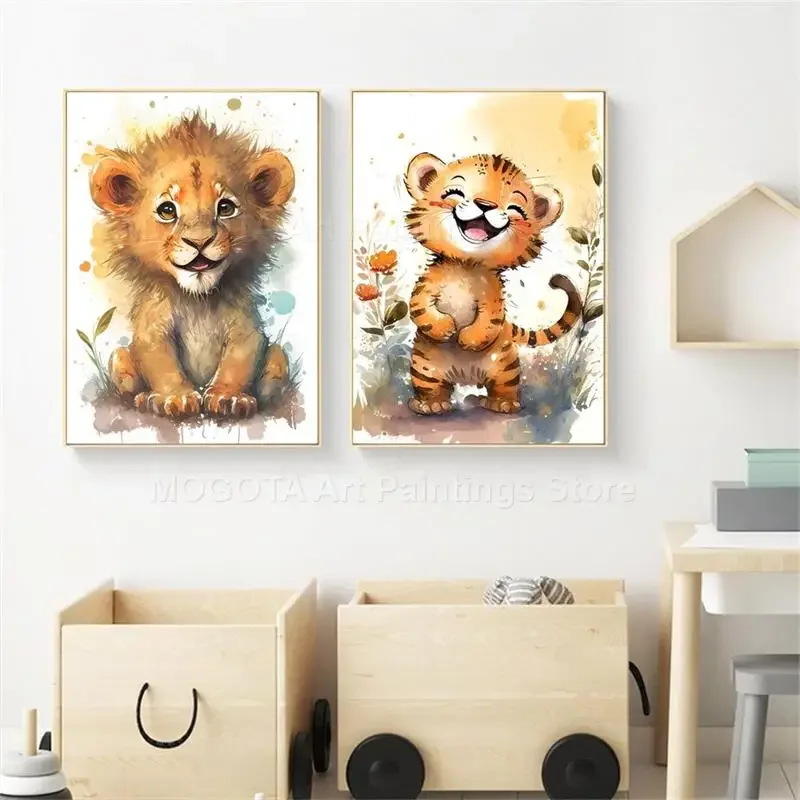 Aquarell Löwe Giraffe Tiger El – Baby Nursery Giraffe Bewertung und Preis