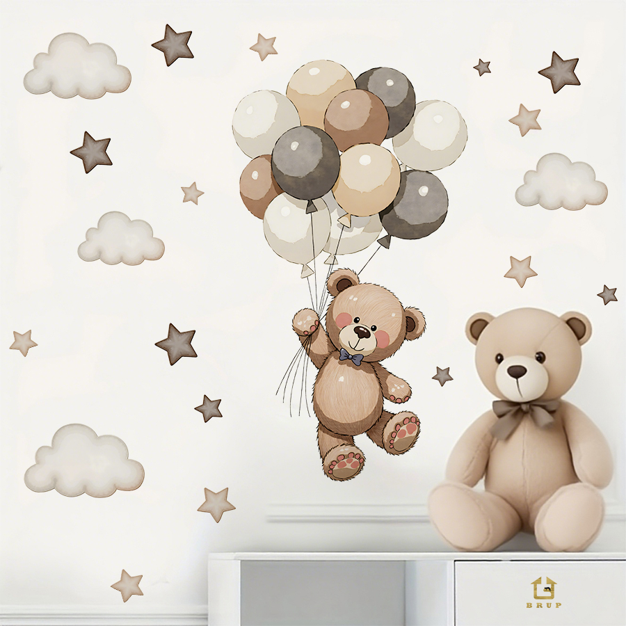 Entzückende Teddybär-Wandaufkl – Baby Nursery Kids Bewertung und Preis