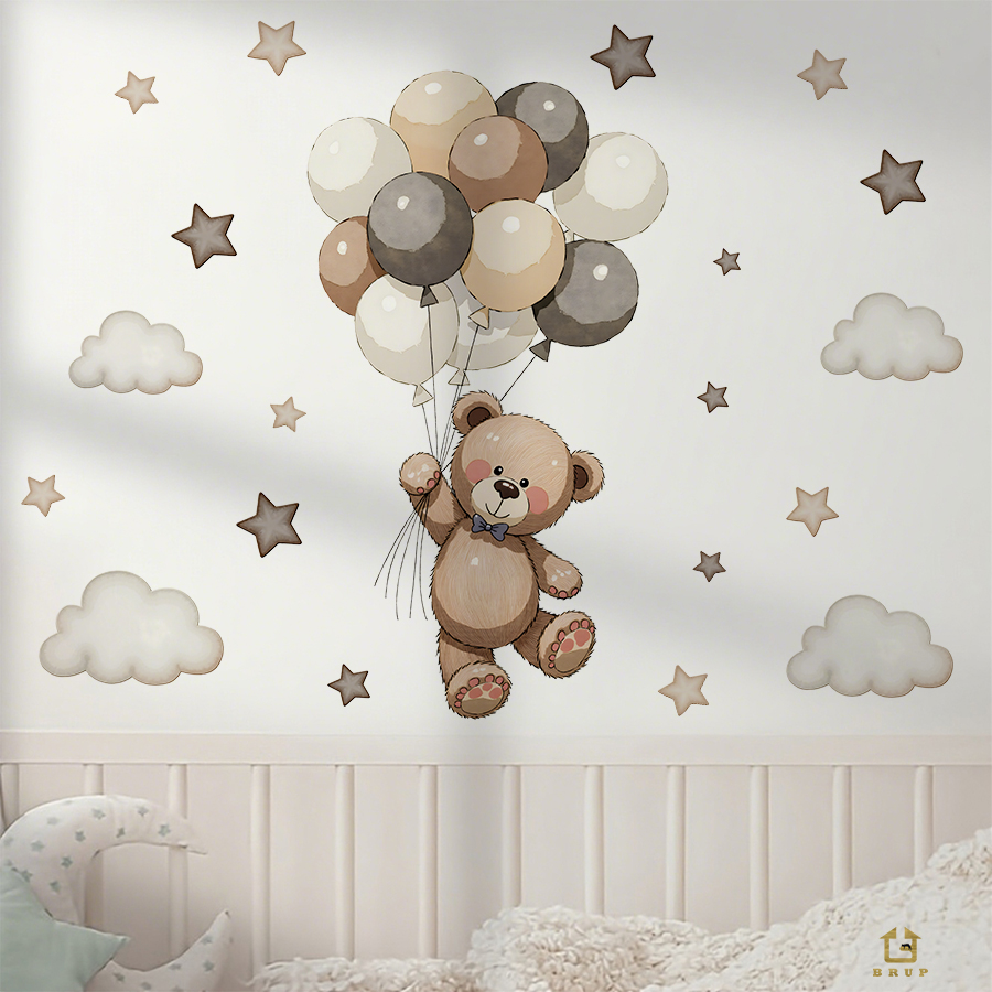 Entzückende Teddybär-Wandaufkl – Baby Nursery Kids Bewertung und Preis