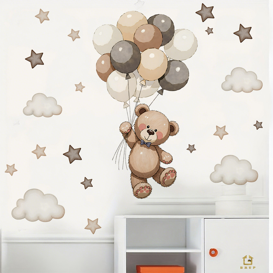 Entzückende Teddybär-Wandaufkl – Baby Nursery Kids Bewertung und Preis